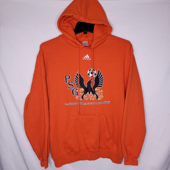 Adidas Hoodie Mens Small Orange Fleece Soccer PSG - Picture 1 of 13